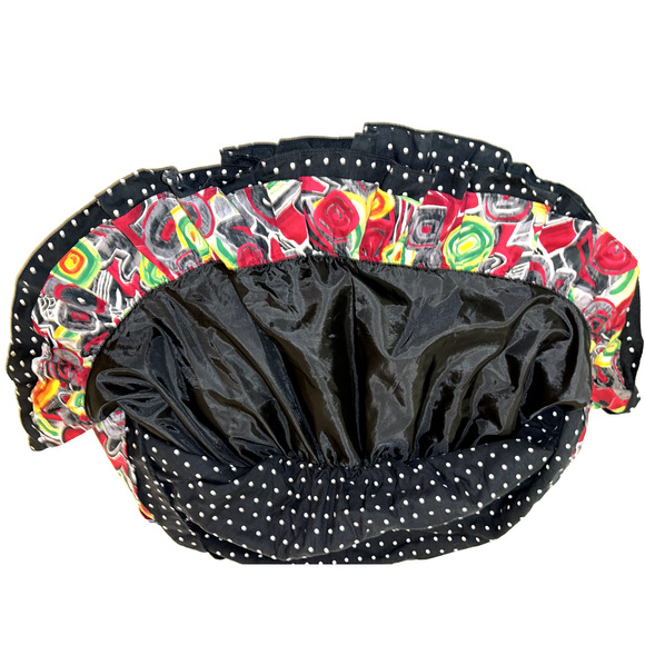 Pampolina Girls Black Skirt Sz 9 Red Floral White Polka Dots Velvet Trim Ruffles - Picture 3 of 9